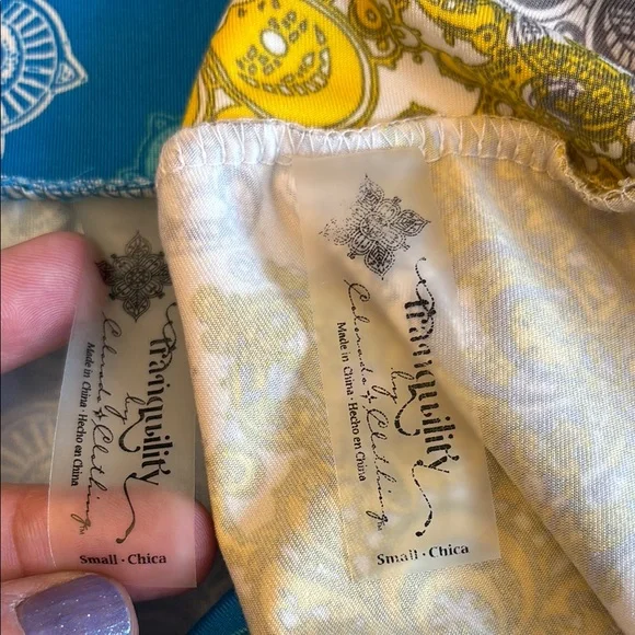 Tranquility by Colorado Clothing A-Line Skirt Set Mini Above Knee Blue Yellow - Picture 4 of 13